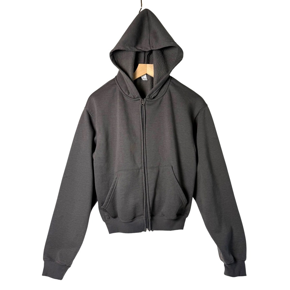 Refuge Athletics Womens Full Zip Hoodie Gray‎ Cropped Fleece Sweatshirt Size S
